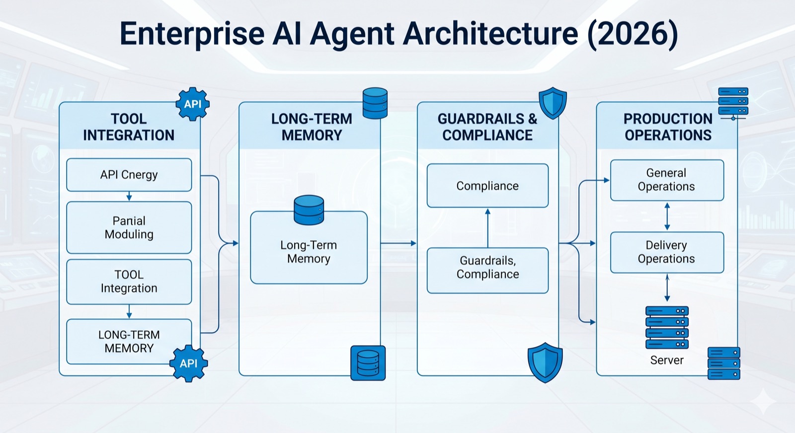 Enterprise AI Agent Architecture Blueprint (2026): Tools, Memory, Guardrails, and Production Operations